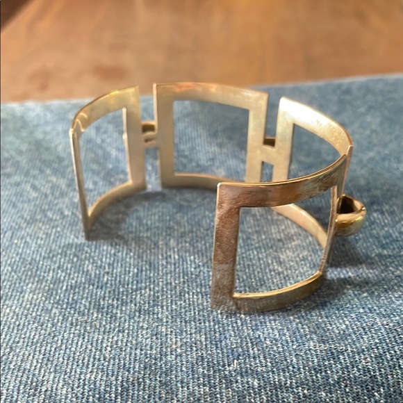 Vintage Sterling Silver Modernist Brutalist Wide Cuff Bracelet Mexico .925 Stamp - Picture 7 of 10